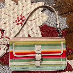 Coach multicolored Rainbow stripe wristlet wallet